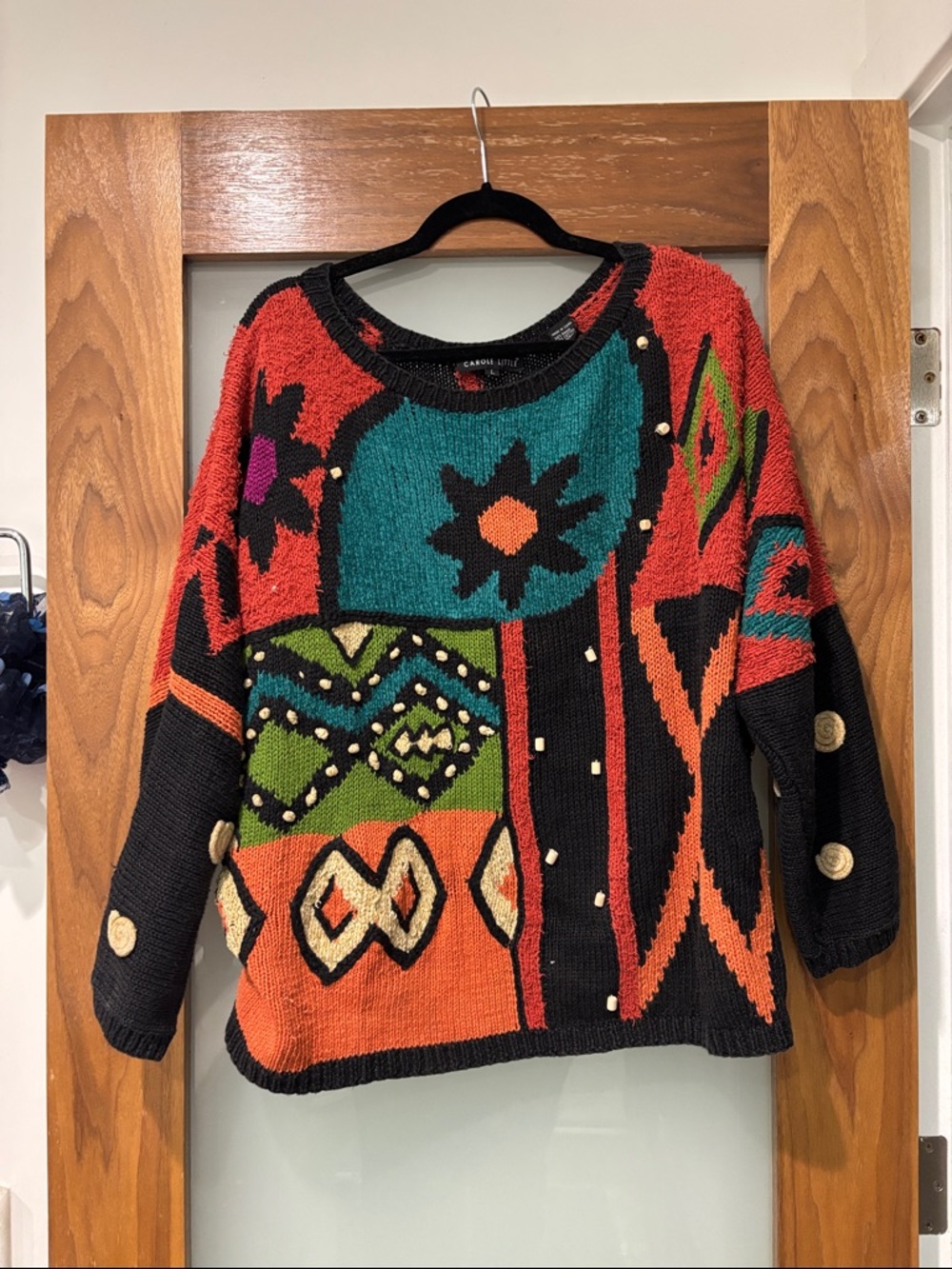 Carole Little Multicolor Geometric Crewneck Sweater